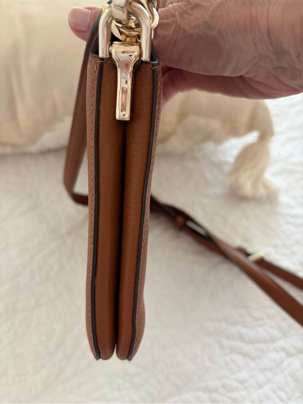 Kate Spade Lena Leather Crossbody Bag in Cognac Brown - Picture 3 of 11
